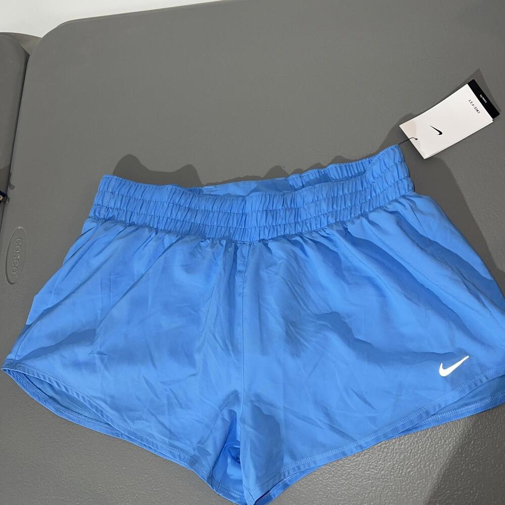 Nike Women's One Dri-FIT 3" Brief-Lined Shorts Blue Size L Mid-Rise Running Gym